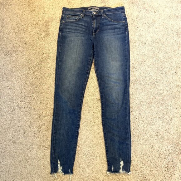 Joe's Jeans Mid Rise Skinny Ankle Size 30 MYRA Medium Wash Denim Raw Hem - Picture 1 of 12